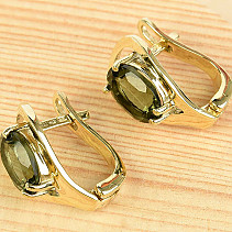 Vltavín earrings oval standard cut 4,23g Au 585/1000 14K