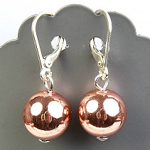 Dangling earrings plated hematite balls Ag hooks