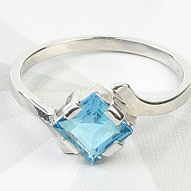 Topaz swiss blue prsten 6x6mm Ag 925/1000+Rh