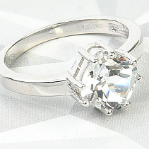 Broušený prsten s bílým topazem Ag 925/1000+Rh