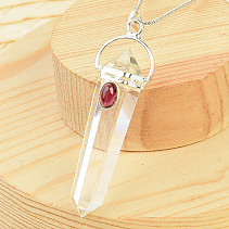 Pendant crystal tip with oval garnet jewelry handle