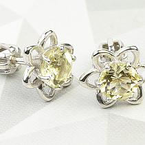 Lemon quartz earrings cut 6mm flower (Ag 925/1000 + Rh)