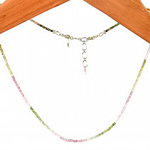 Tourmaline colored necklace faceted beads Ag 925/1000