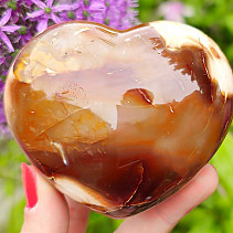 Carnelian heart in hand 7.4 cm