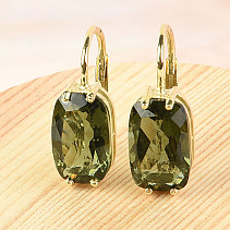 Earrings molding moldavite rectangle 11 x 7mm standard 14K gold 585/1000 2,76g