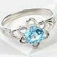 Prsten kytička s modrým topazem Ag 925/1000+Rh