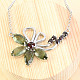 Necklace 49cm Flower moldavite and garnets standard Ag 925/1000 Rh