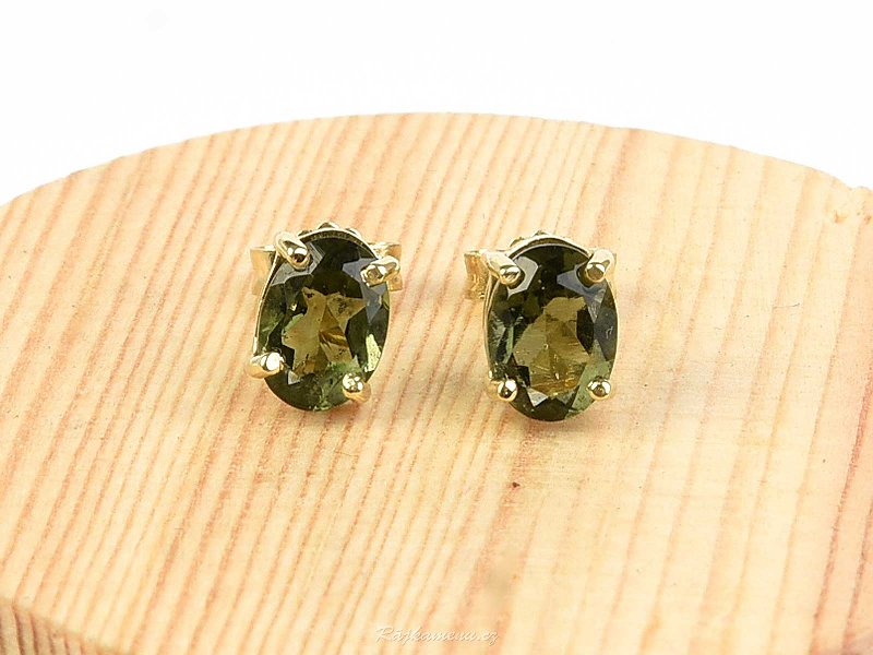 Vltavín gold earrings standard cut stud 1.19g