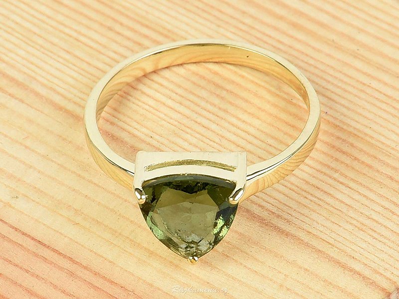 Vltavín zlatý prsten standard brus 14K Au 585/1000 vel.55 (2,65g)