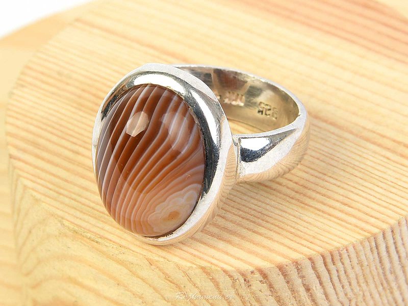Oval Agate Ring Ag 925/1000 size 53 (8.35g)