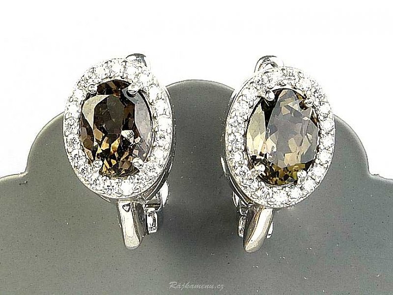 Earrings with oval tourmalines and zircons Ag 925/1000 3.9g