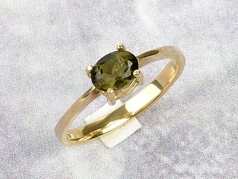 Gold ring moldavite size 63 14K gold Au 585/100014K 3,28g