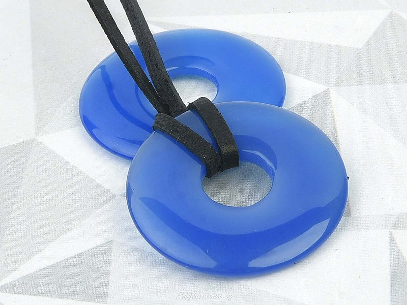 Modrý achát přívěsek ve tvaru donutu
