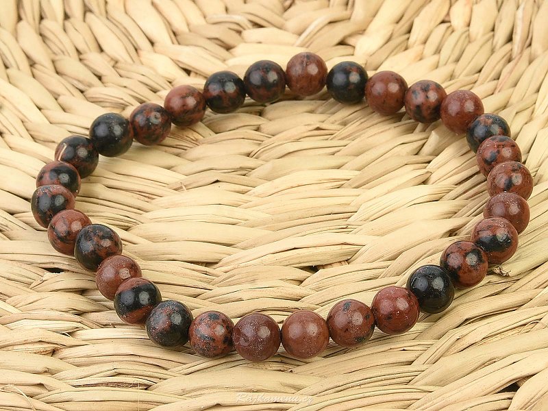 Smooth bracelet obsidian mahogany balls 6mm