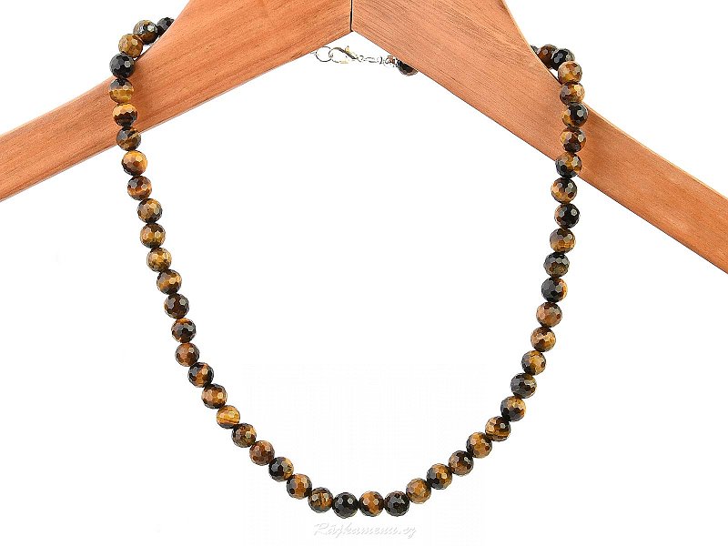Cut necklace tiger eye 50cm beads 8mm