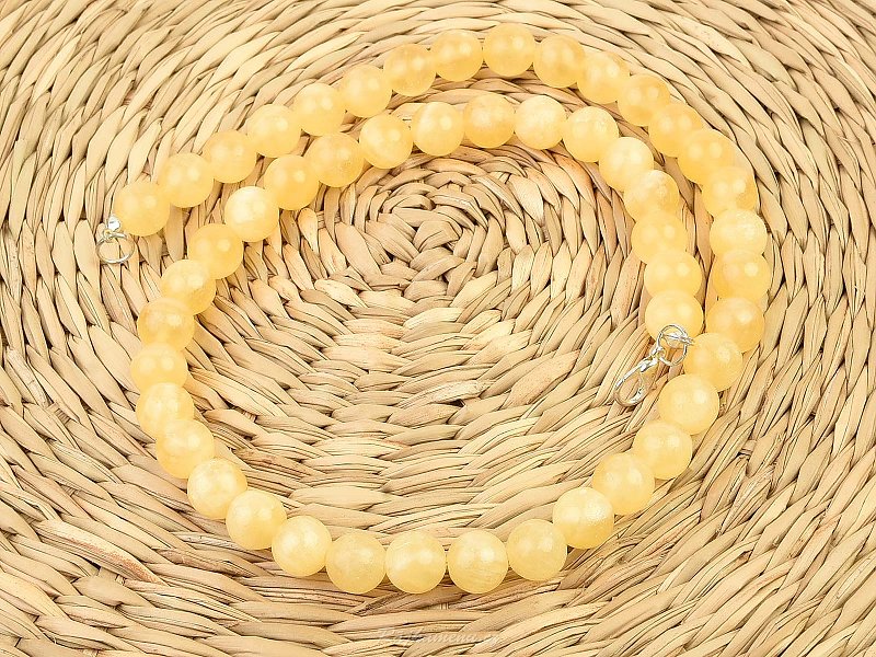 Necklace yellow calcite 50cm smooth beads 10mm