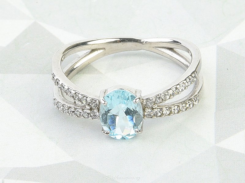 Oval topaz ring and zircons Ag 925/1000 silver