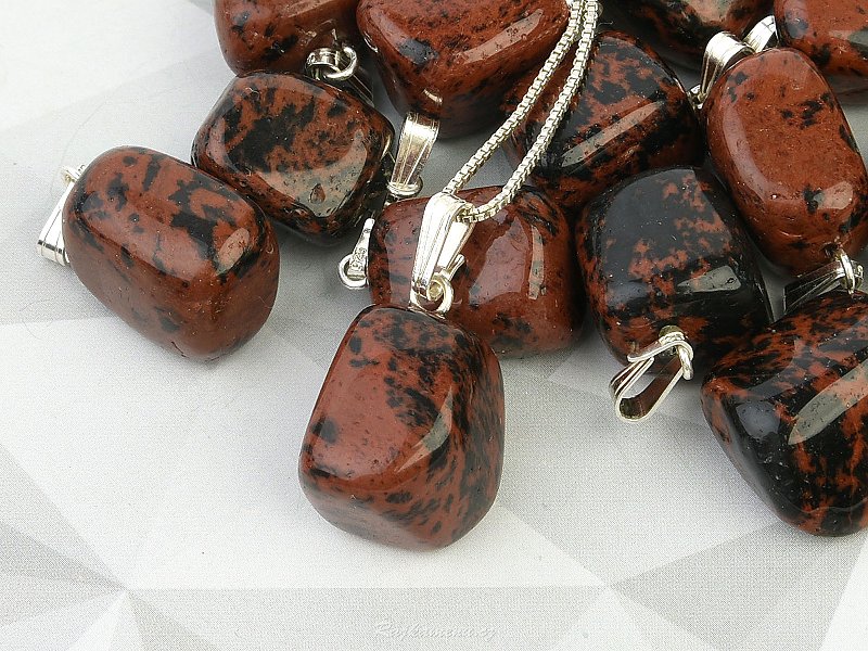 Pendant made of mahogany obsidian Ag 925/1000 handle