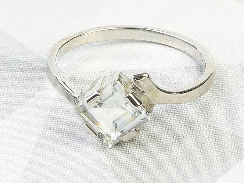 Ring with white topaz Ag 925/1000 + Rh standard cut