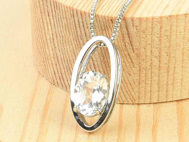 Pendant made of white topaz with facets Ag 925/1000 + Rh
