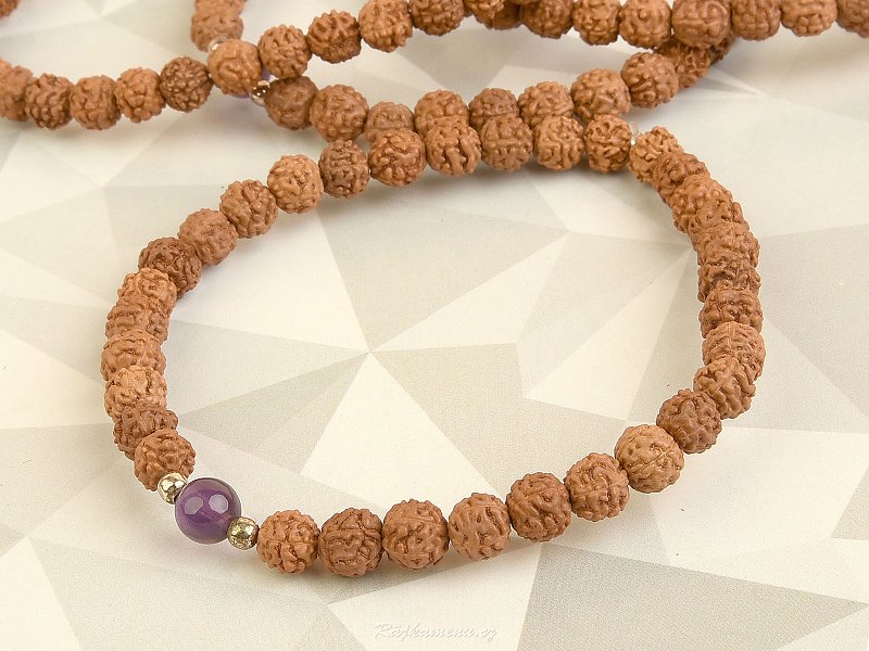 Rudraksha bracelet and amethyst bead