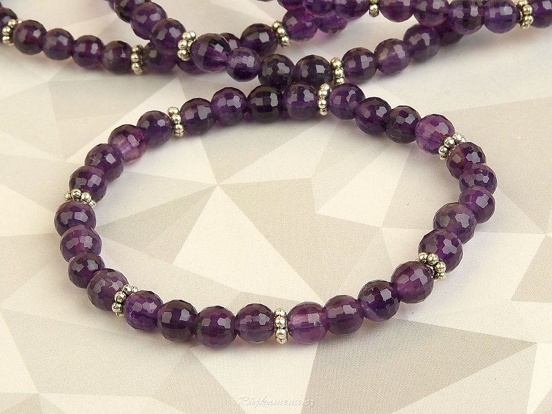 Amethyst face bracelet + bijou beads