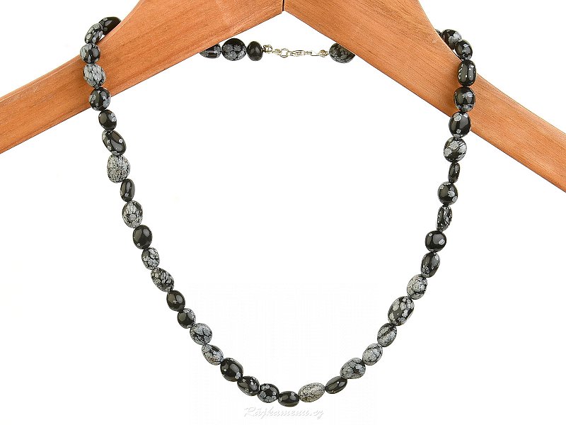 Obsidian flake necklace pebbles Ag 925/1000