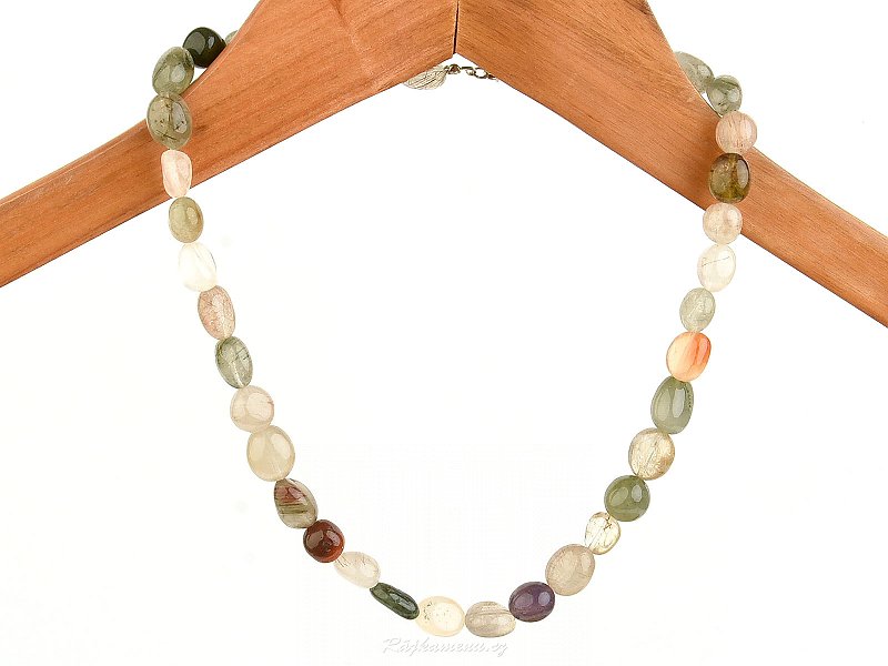 Rutile in quartz drum necklace Ag 925/1000