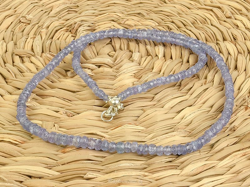 Tanzanit náhrdelník korálky jemné facet Ag 925/1000