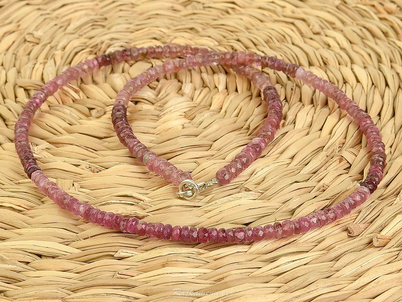 Tourmaline rubellite necklace cut beads Ag 925/1000