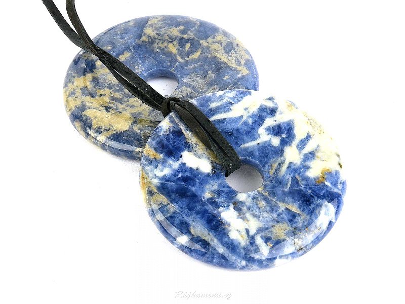 Sodalite donut pendant with leather