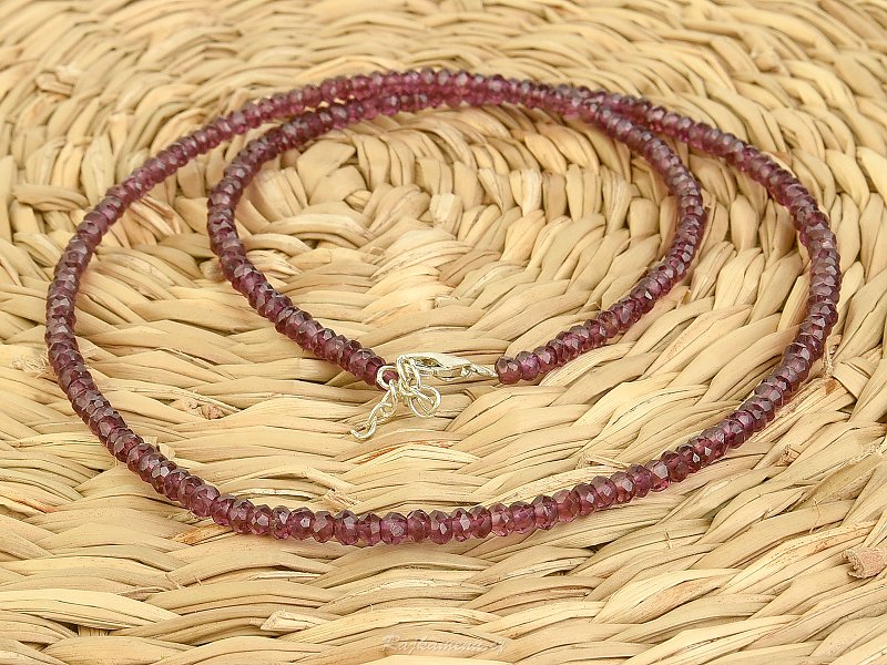 Garnet necklace fine faceted beads Ag 925/1000