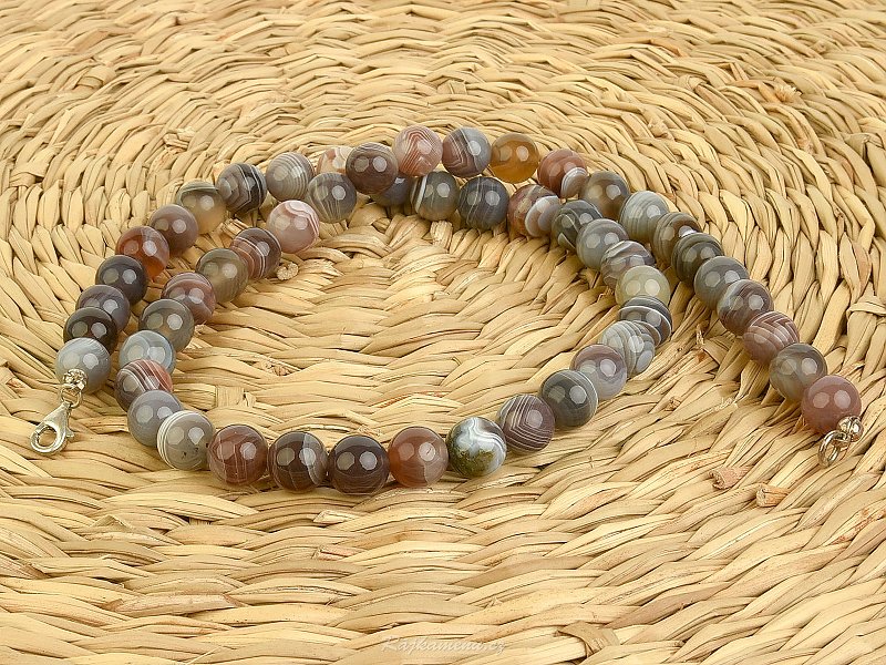 Necklace agate beads Ag 925/1000