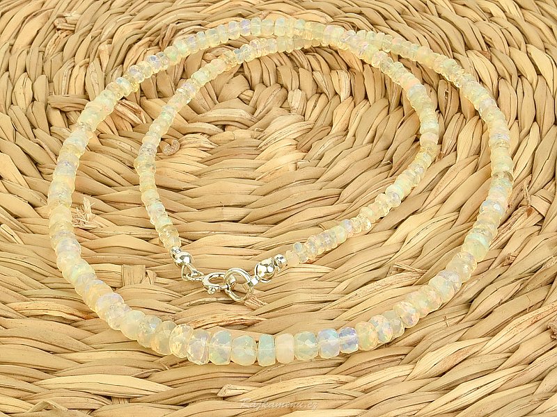 Faceted Ethiopian Precious Opal Necklace Ag 925/1000 6.7g