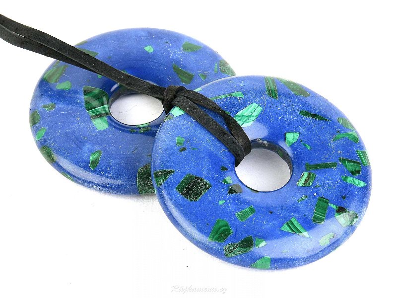 Azure malachite pendant donut (artificial) on the cuticle