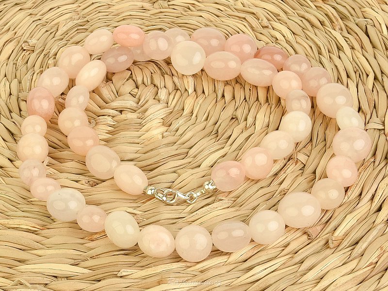Necklace pink agate pebbles Ag 925/1000