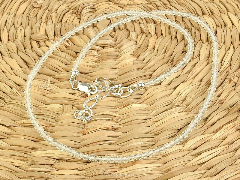 Topaz bílý náhrdelník jemné facetované korálky Ag 925/1000