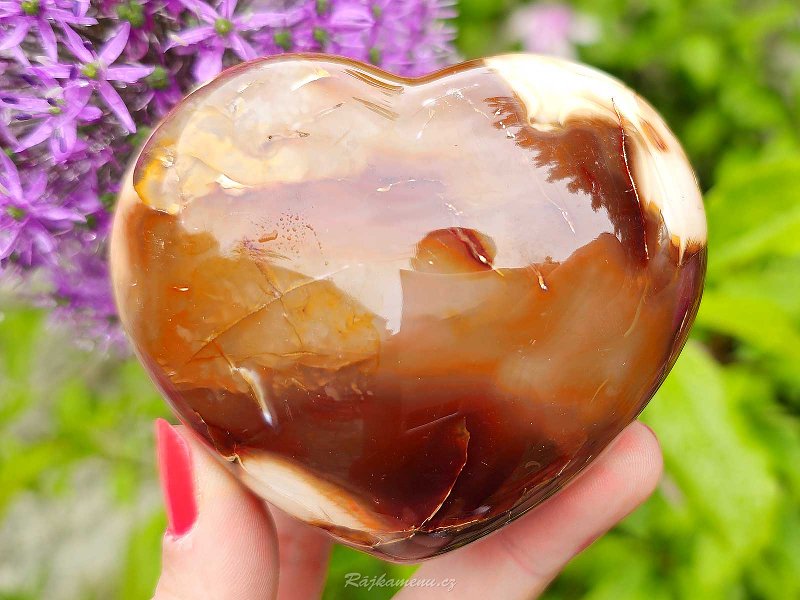 Carnelian heart in hand 7.4 cm