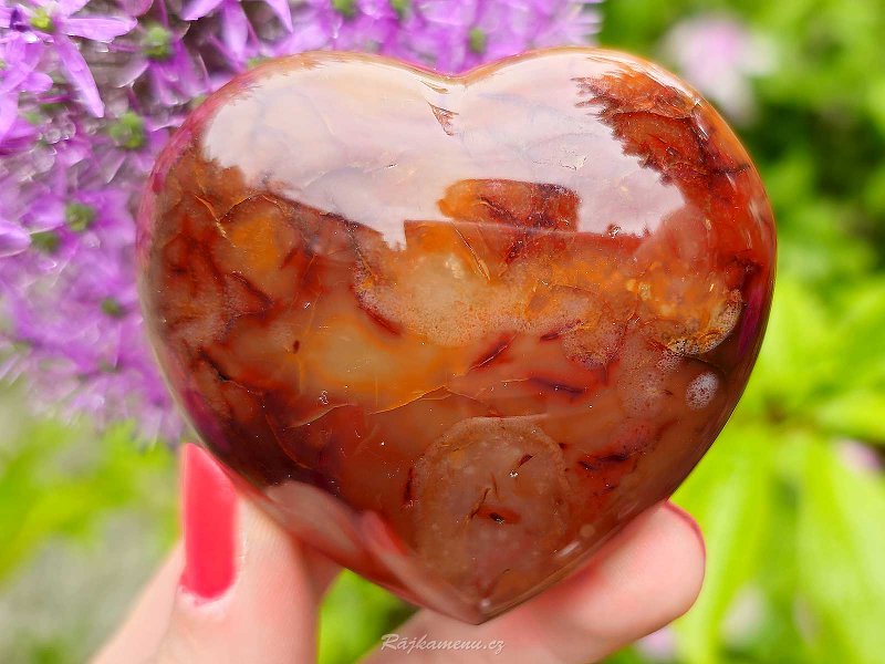 Smooth heart made of carnelian stone 6.1 cm