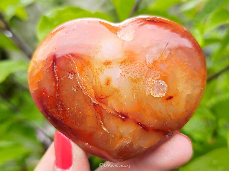 Orange-red carnelian heart 173 grams