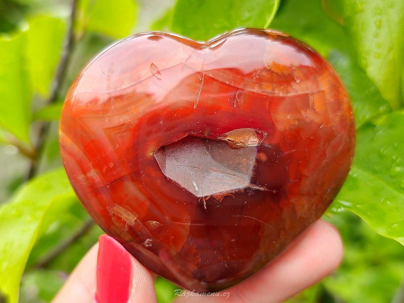 Orange-red carnelian heart 6.2 cm high