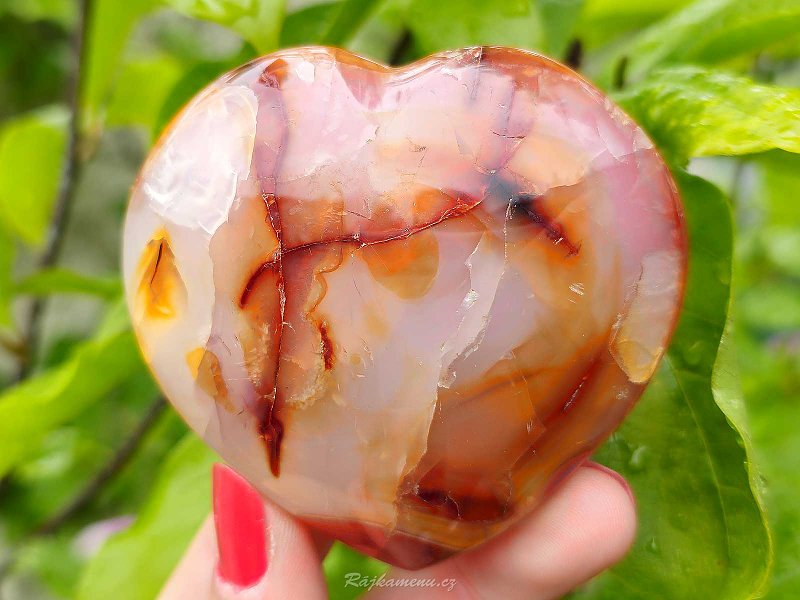 Light carnelian heart 7.0 cm high