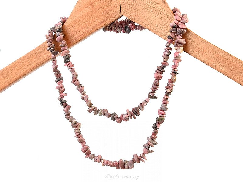 Long neck cord with rhodonite
