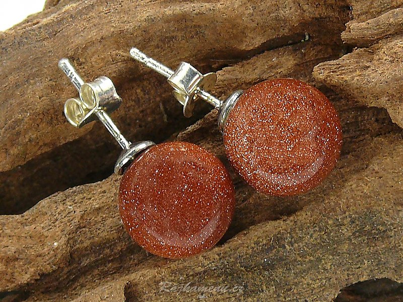 Earrings with Aventurine Round synthetic Ag