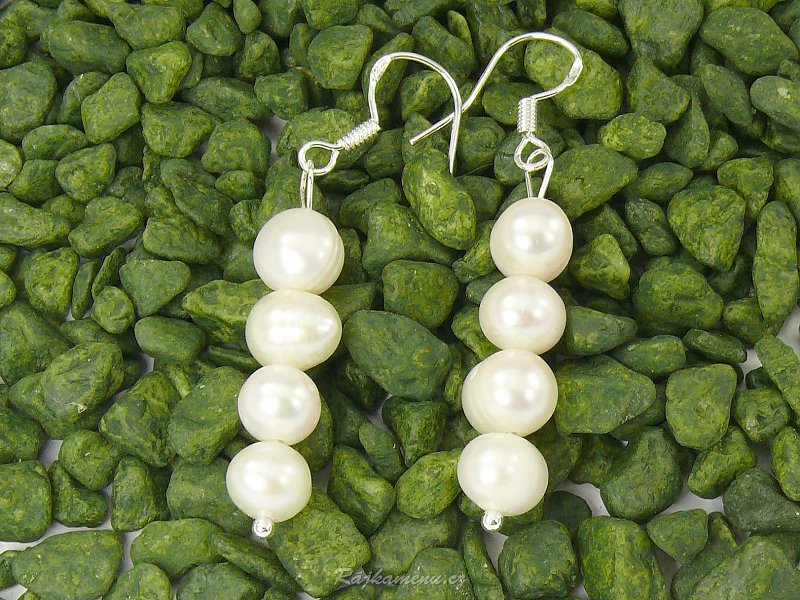 Pearl earrings irregular blobs of white Ag