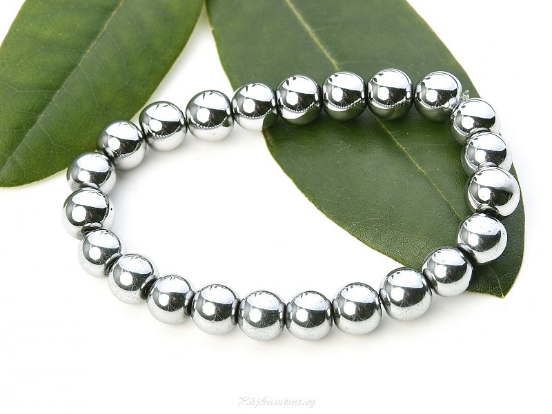 Ball bracelet silver hematite 10 mm