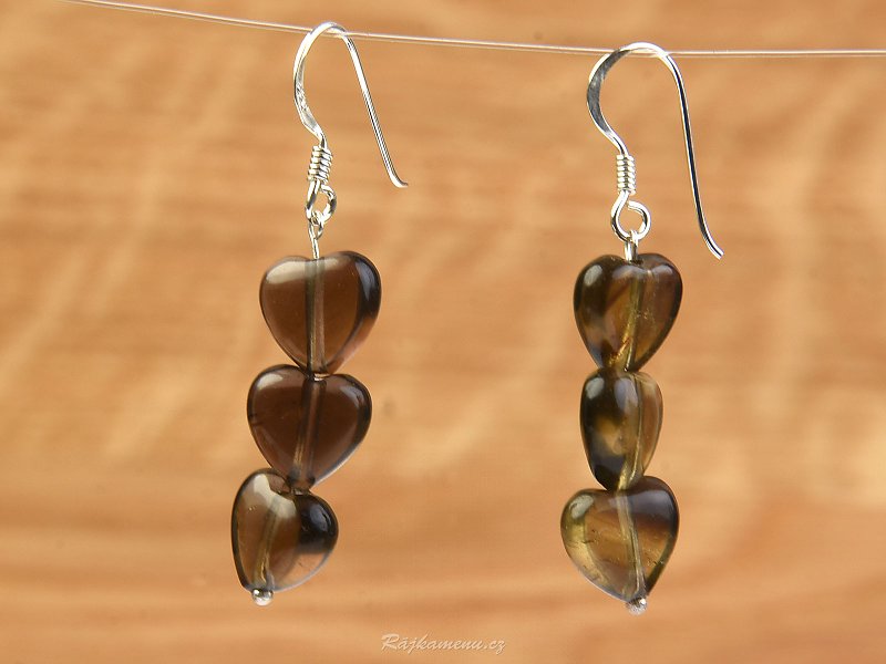 Earrings hearts smoky 9 mm silver hooks
