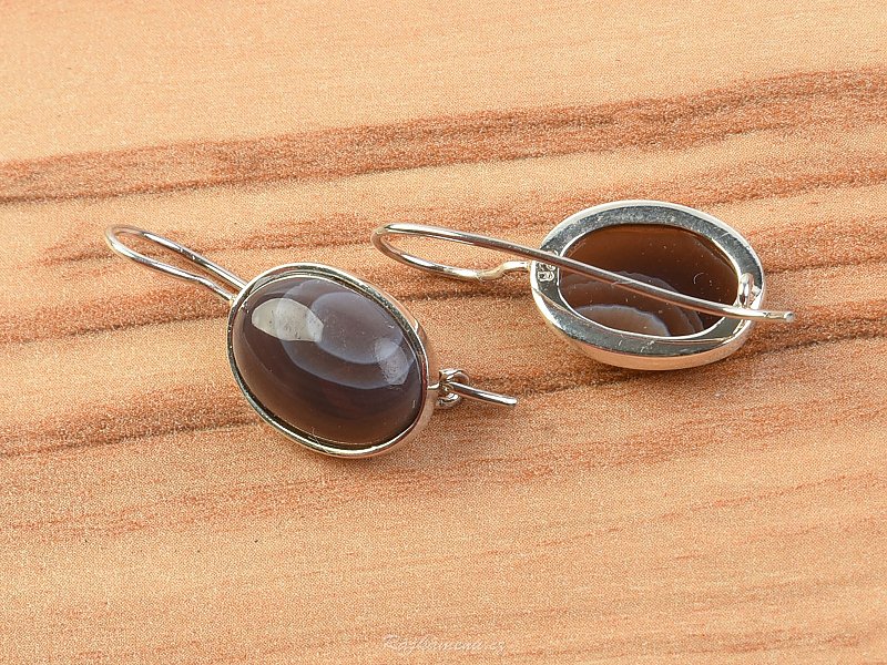 Agate earrings oval Ag 925/1000