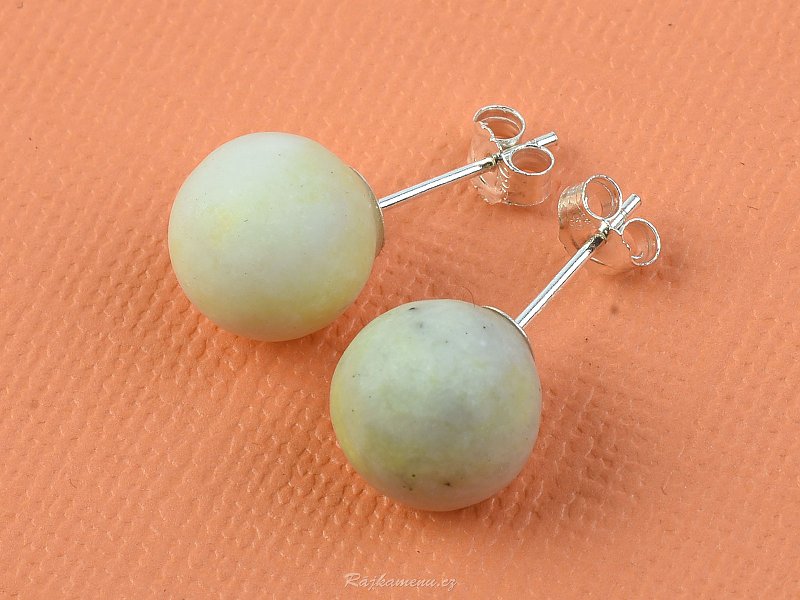Ball earrings with mineral dendrites 10.5 mm Ag puzeta