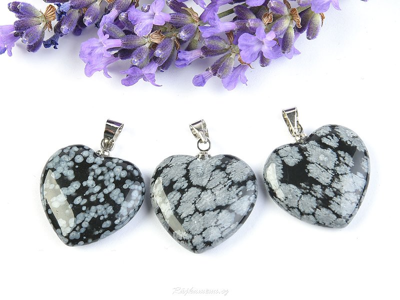 Heart pendant obsidian flake Bižu handle